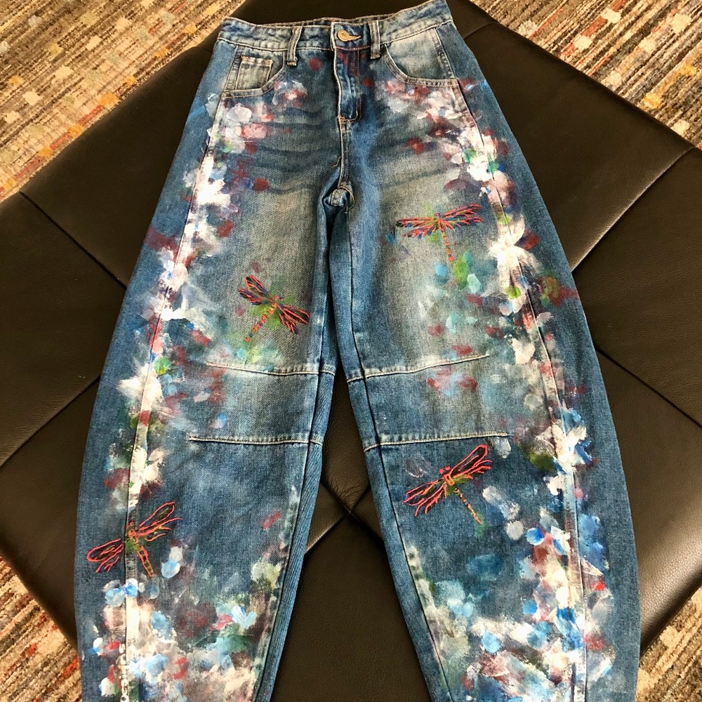 Hudson Custom Painted Barrel Jeans *SOLD*